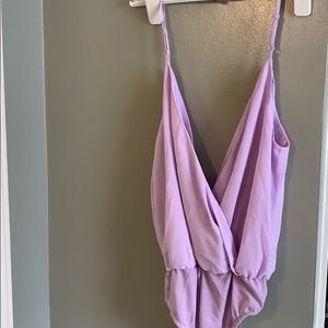 Lavender V-cut body suit